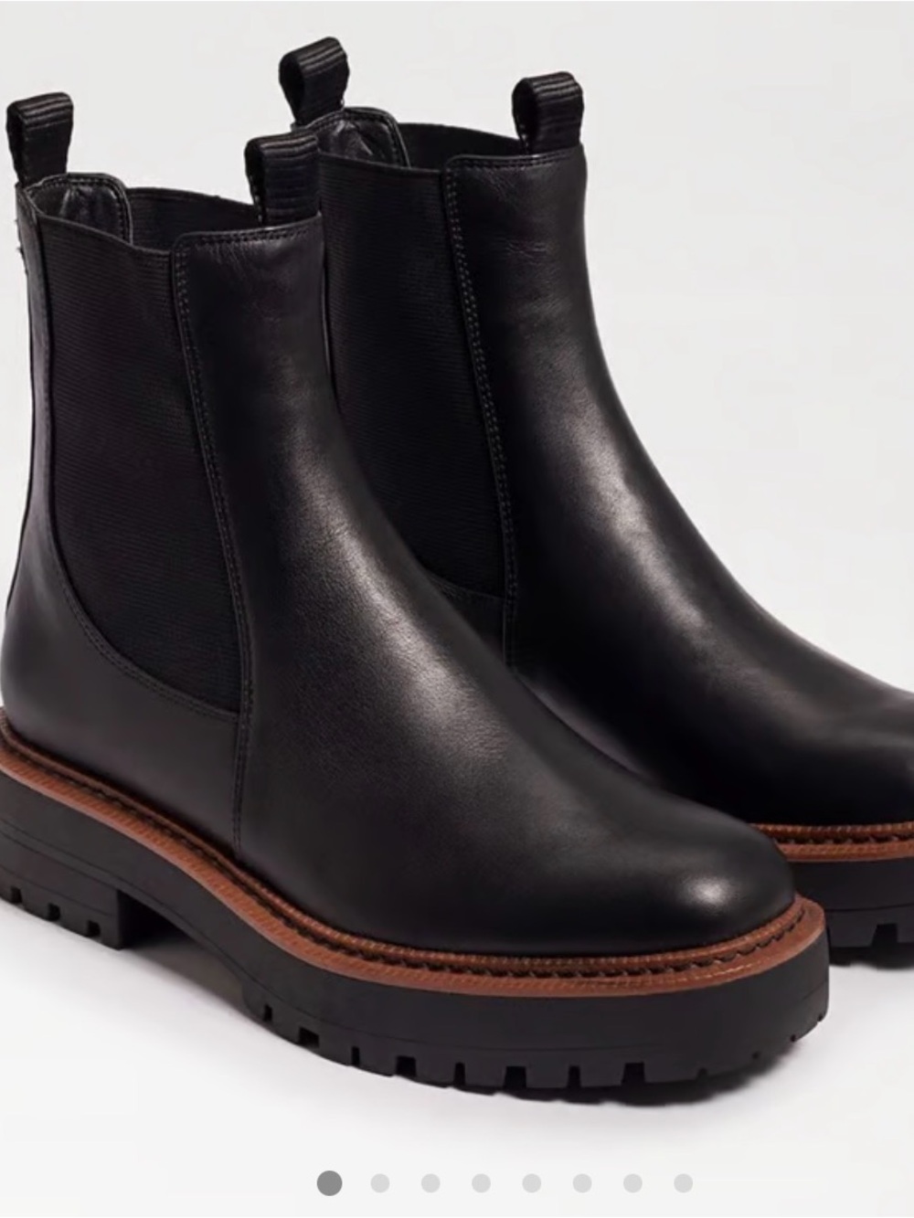 Sam Edelman Black Leather Lug Sole Chelsea Ankle Boots